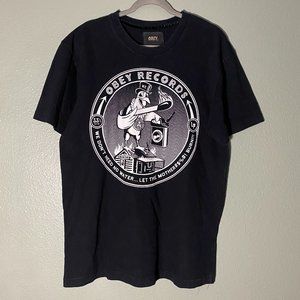 Black OBEY Records T-Shirt | L